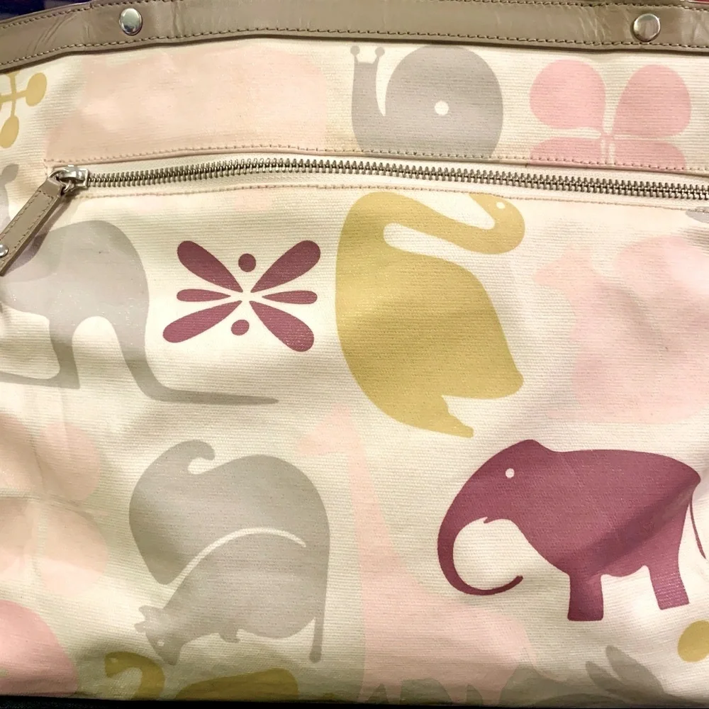 Dwell Studio Gio Lemon & Gray Animal Print Diaper Tote